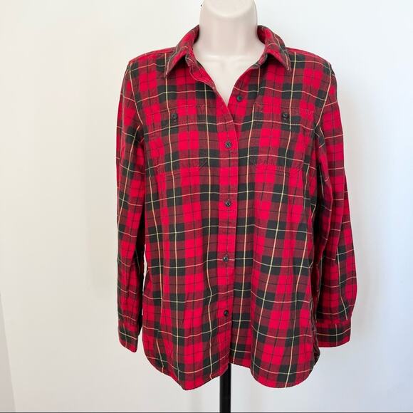 Lauren Ralph Lauren Tops - Lauren Ralph Lauren Plaid Flannel Size PM Red Cotton Long Sleeve Button Down